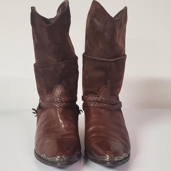 Vintage Zodiac Suede Leather Cowboy Boots Size 7 - Picture 9 of 9